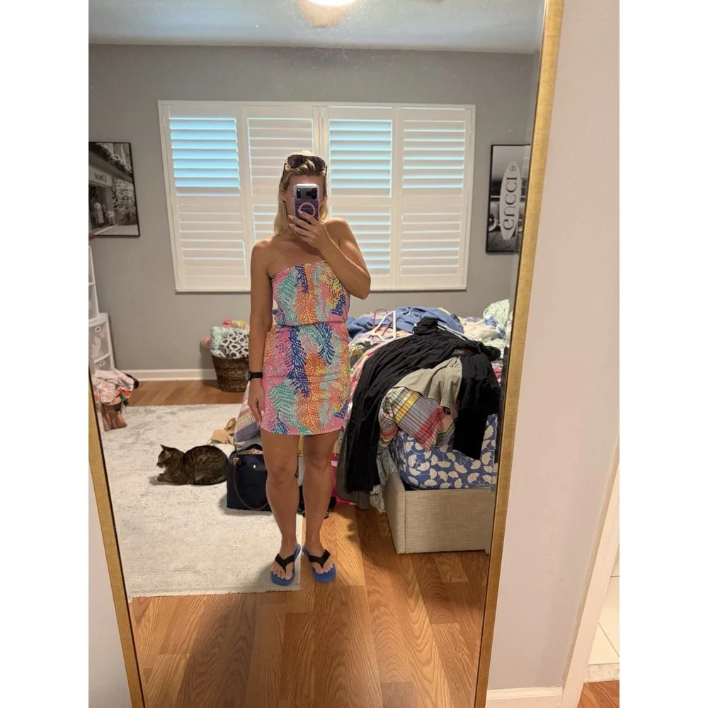 Lilly Pulitzer Windsor Strapless Dress -Electric Feel Size XS coverup Beachy - Picture 12 of 16
